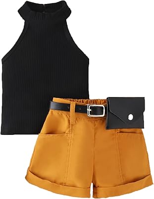 Un ensemble de vêtements d'été pour petites filles composé d'une blouse côtelée sans manches + d'un short en jean deux pièces, de vêtements décontractés pour fille avec ceinture. DIAYTAR COTE D'IVOIRE est la première boutique en ligne en Côte d'Ivoire, offrant une sélection incroyable de produits pour répondre à tous les besoins. Avec une équipe dédiée, elle garantit une livraison rapide et fiable. Elle est le choix idéal pour les consommateurs ivoiriens.