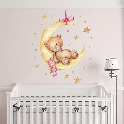 Ours en peluche dormant sur la lune et les étoiles, autocollants muraux pour décoration intérieure de chambre d'enfant (ours doré). DIAYTAR COTE D'IVOIRE est une plateforme de commerce électronique qui offre une expérience d'achat en ligne unique et conviviale. Avec plus de 300 000 références de produits, les clients peuvent choisir parmi une grande variété de catégories, allant de l'électronique à la mode en passant par les produits pour la maison. La boutique est dédiée à offrir le meilleur service à ses clients.