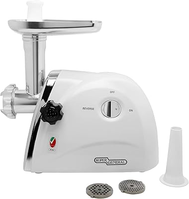 Hachoir à viande électrique 3 en 1 super general 800 w, robot culinaire, machine à saucisses, 3 plaques de broyage en acier inoxydable, tasse, tubes à saucisses, usage domestique, ce, sgmg-85-y. DIAYTAR COTE D'IVOIRE est une plateforme de commerce électronique qui offre une expérience d'achat en ligne sécurisée et pratique. Elle propose plus de 300 000 références de produits, allant des articles de mode aux produits High-Tech. Elle est appréciée pour sa politique de retour et d'échange flexible.