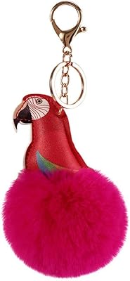 Porte-clés personnalité perroquet boule de plumes douces en alliage porte-clés pour filles femmes
