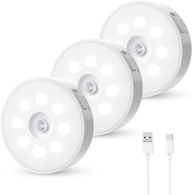 Veilleuse moson avec détecteur de mouvement, lumière led rechargeable par usb c, veilleuse