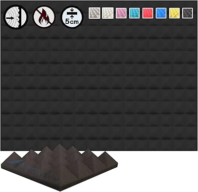 Panneaux muraux pyramidaux en mousse d'isolation acoustique arrow zoom studio, paquet de 12