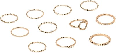 Ensemble de bagues modernes élégantes, cloutées et empilables zafiri pearls, composé de 11