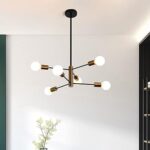 Lustre quisi spoutnik, lustre moderne du milieu du siècle, plafonnier artificiel réglable noir
