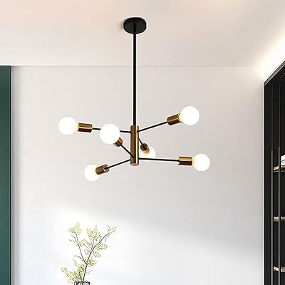 Lustre quisi spoutnik, lustre moderne du milieu du siècle, plafonnier artificiel réglable noir
