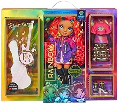 Poupée mannequin rainbow high rockstar 2 tenues complètes et essentiels du groupe