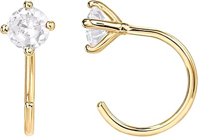 Bavoy boucles d'oreilles demi-créoles en argent sterling 925, petites boucles d'oreilles hypoallergéniques, métal