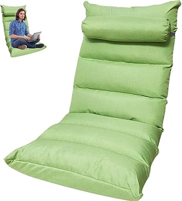 Chaise de sol pliable et réglable gluckluz avec oreiller cervical et dossier à