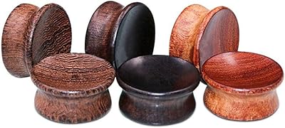 3 paires de bouchons d'oreille en bois naturel bijoux de corps à