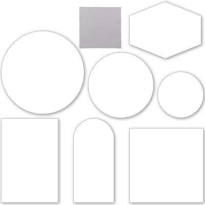 Tableau miroir en acrylique avec lingettes photo (argenté, 7 pièces)