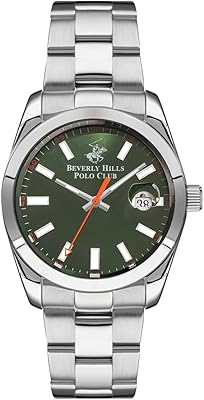 Montre analogique à cadran brossé vert pour homme - bp3288x.370, argent, bracelet