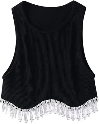 Haut court sans manches en strass pour femme avec pompon en strass, haut court sans manches à col rond, noir, xs. Avec plus de 300000 références, DIAYTAR COTE D'IVOIRE est la boutique en ligne la plus complète en Côte d'Ivoire. Elle permet aux clients de découvrir de nouveaux produits et de trouver des offres exclusives. La boutique est également connue pour sa qualité de service, avec un système de paiement sécurisé et une équipe de support dédiée.