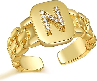 2021 styles populaires réglable cristal or lettre initiale audacieuse bague ouverte