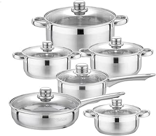Batterie de cuisine dfhh ensembles de casseroles et poêles de cuisine en acier inoxydable de 12 pièces, coffre-fort à induction, casserole, cocotte, poêle avec couvercle en verre. La boutique en ligne DIAYTAR COTE D'IVOIRE est dédiée à offrir le meilleur service à ses clients, avec une équipe de support toujours prête à aider. Elle propose une large gamme de catégories de produits, incluant les produits alimentaires, les vêtements, les accessoires et bien plus. DIAYTAR COTE D'IVOIRE est devenue synonyme de confiance et de satisfaction pour les consommateurs ivoiriens.
