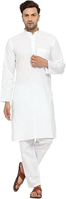 Ensemble pyjama kurta en coton mélangé pour hommes, costume de fête, robe indienne