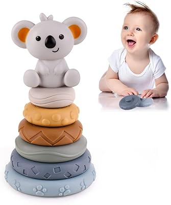 Jouet de dentition empilable pour bébé 7 pièces, jouet de cercle de nidification