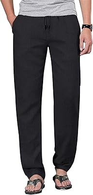 Pantalon en lin pour hommes pantalon de yoga de plage avec cordon