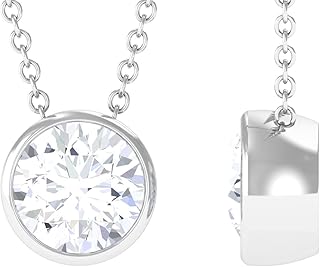 Collier pendentif solitaire serti d'une lunette en moissanite | bijoux en pierres précieuses