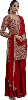 Costume pakistanais semi-cousu en tissu georgette de mariage pour femme eyalafab
