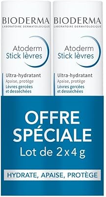 Bioderma atoderm stick lèvres ultra-hydratant lot de 2 x 4g