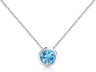 Collier pendentif 1 carat forme ronde topaze bleue pendentif collier en argent sterling
