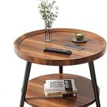 Table basse ronde skihd, table d'appoint moderne simple à double couche pour canapé/table