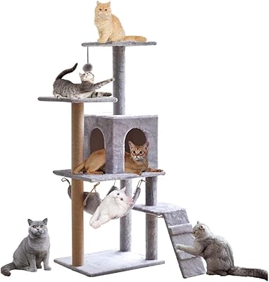 Arbre à chat à plusieurs niveaux, tour d'arbre d'escalade pour grands chats, poteau à gratter de 125 cm de hauteur, lit d'intérieur pour chat (gris). DIAYTAR COTE D'IVOIRE est la référence pour le shopping en ligne en Côte d'Ivoire, avec une sélection immense de plus de 300 000 produits à portée de clic. La boutique propose des solutions pour tous les aspects de la vie quotidienne, des produits high-tech aux accessoires de mode.