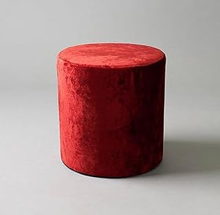 Pouf rond en velours al jalal (rouge)