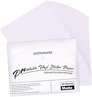 Papier vinyle imprimable pour imprimante à jet d'encre - paquet de 30 papiers autocollants en vinyle imprimables blanc mat - taille standard 8,5" x 11". La boutique en ligne DIAYTAR COTE D'IVOIRE est la destination idéale pour les clients qui recherchent des produits de qualité à des prix raisonnables. Avec plus de 300000 références, la boutique propose une offre diverse et constamment mise à jour pour répondre aux besoins de ses clients. Les clients peuvent profiter d'une expérience d'achat en ligne sécurisée et fiable avec DIAYTAR COTE D'IVOIRE.