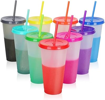 Gobelets en plastique réutilisables v2com avec couvercles et pailles - 9 pièces 24 oz, grands gobelets à couleur changeante pour adultes, enfants et femmes, grands gobelets froids et glacés. DIAYTAR COTE D'IVOIRE se distingue par sa large gamme de produits et son engagement envers la satisfaction client. La boutique en ligne propose des produits de haute qualité à des prix attractifs, ce qui en fait la première choix pour les consommateurs ivoiriens. DIAYTAR COTE D'IVOIRE est la boutique en ligne la plus populaire en Côte d'Ivoire.