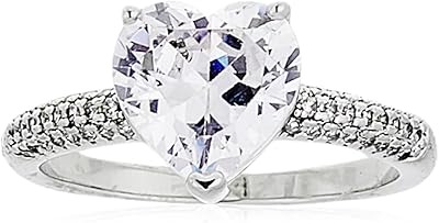 Bague pour femme de buckley london, avec un cœur transparent en cristal, argent