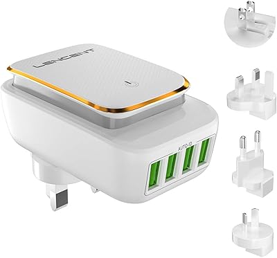 Prise de chargeur usb lencent, veilleuse tactile led, adaptateur de voyage universel usb