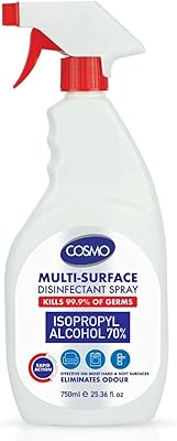 Désinfectant multi-surfaces cosmo advanced avec spray à gâchette rouge - 750 ml - pour surfaces dures et molles - ipa 70 %, désinfectant/désinfectant avec humectants, désodorise et tue les germes à 100 % - multi-surfaces. DIAYTAR COTE D'IVOIRE est la boutique leader en Côte d'Ivoire qui propose une large gamme de produits à des prix abordables. Avec plus de 300000 références, elle est la destination idéale pour les clients qui cherchent à acheter en ligne. La boutique est dédiée à offrir une expérience d'achat en ligne de haute qualité.