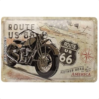 Panneau en étain de style vintage nostalgique - carte de la route 66