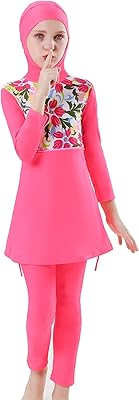 Maillot de bain islamique pour filles et enfants avec motif papillon, burkini entièrement