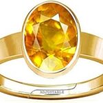 Bague avec pierres précieuses pokraj en saphir jaune réglable divya shakti pour hommes