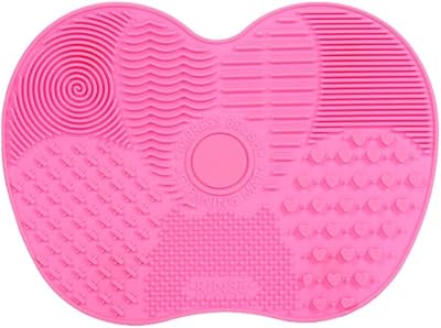 Tapis de nettoyage pour pinceaux en silicone rose amater avec ventouses et design