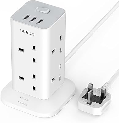 Rallonge d'alimentation avec 3 ports usb, câble de prise tessan 8 voies
