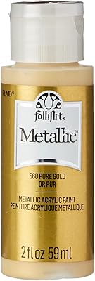 Peinture acrylique métallisée folkart k660, couleurs assorties (56,6 g), 6102, 59,6 g d'or