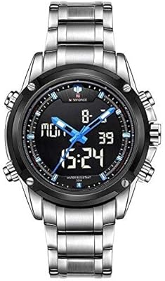 Montre décontractée pour homme analogique-numérique en acier inoxydable - nf9050-8