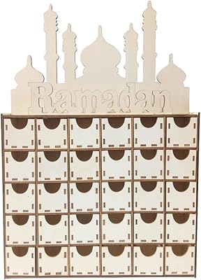 Calendrier de compte à rebours en bois hailily eid mubarak, tiroir en bois