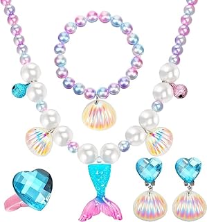5 pièces collier sirène bracelets ensemble de bijoux pour enfants filles bijoux sirène