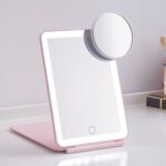 Miroir de maquillage de voyage pliable à led - 5x7 pouces 3 modes
