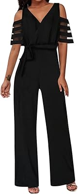 Combinaison à ceinture unie pour femmes combinaison longue manches en maille et épaules