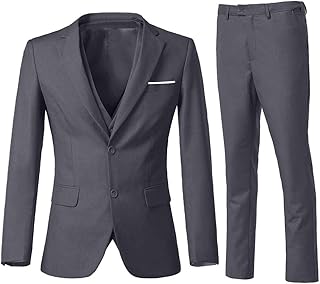 Costume ajusté pour hommes, ensemble 3 pièces, blazer uni à deux boutons, veste