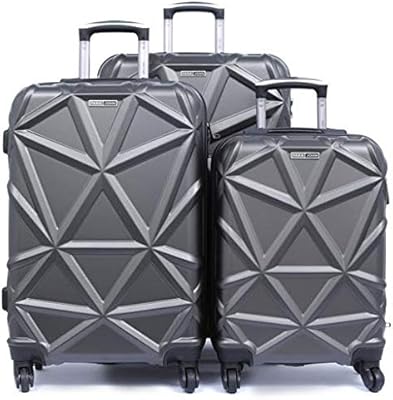 Ensemble de 3 bagages à roulettes matrix, noir, modèle pjtr3126, gris foncé