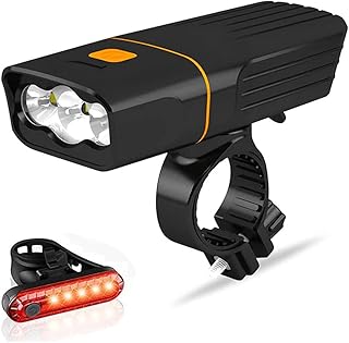 Phare de vélo rechargeable usb, 3 led super lumineuses 1200 lumens, phare