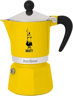 Bialetti rainbow cafetera colorata aluminium jaune 6 taz