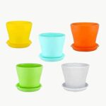 Pot de plantation en plastique kraft avec plateau, 6 pouces, paquet de 5