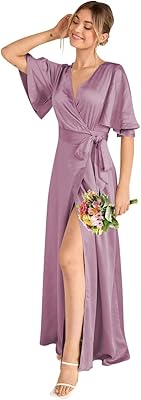 Robes de demoiselle d'honneur longues 2023 pour femmes avec fente col en v